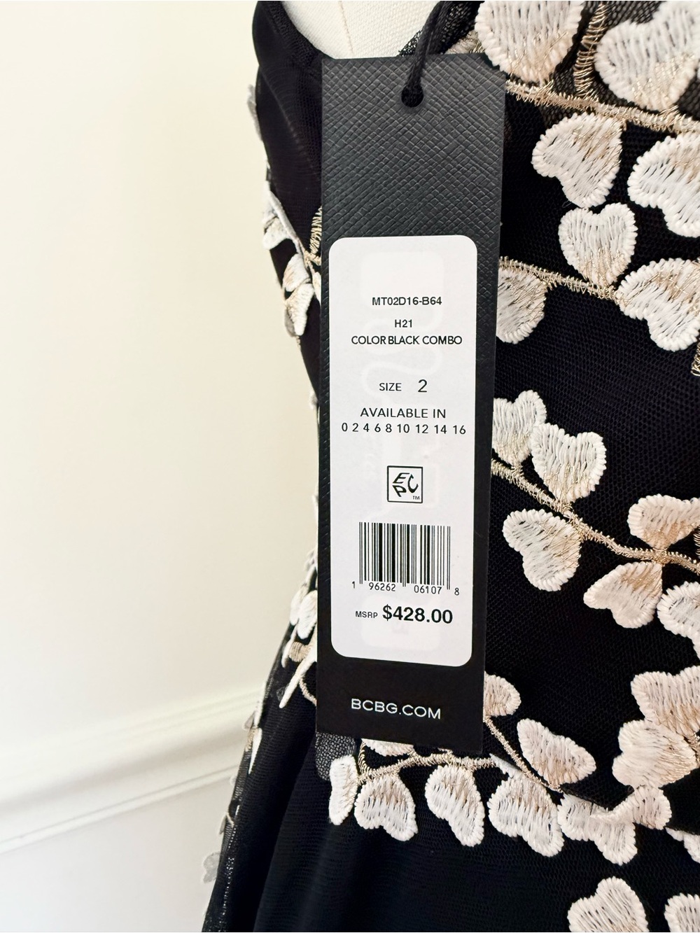 BCBGMaxAzria Black Dress with White Floral Appliqué - Picture 2 of 9